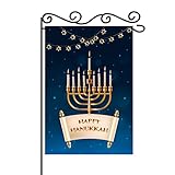 View MEFENG Happy Hanukkah Garden Flag - Jewish Holiday Outdoor Decor - December Chanukah Decorations - Hanukkah House Decorations - Double Sided Flag-12 x 18 Inch - 