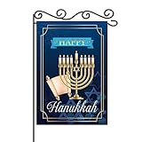 View MEFENG Happy Hanukkah Garden Flag - Jewish Chanukah Yard Decorations - Festival Holiday Hanukkah House Decor - Hanukkah Party Supplies - Double Sided Flag-12 x 18 Inch - 