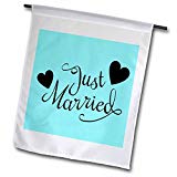 View Just Married. Aqua Garden Flag, 12 by 18-Inch - 
