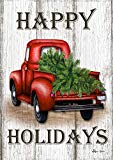 View Red Truck Holidays Garden Flag - 