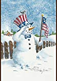 View Uncle Snowman Decorative Winter Snow Patriotic Salute USA Garden Flag - 
