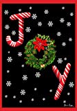 View  Joy  Decorative Candy Cane Christmas Holiday Snowflake Double Sided House Flag - 