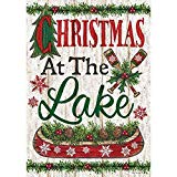 View Lake Christmas - Garden Size, 12 Inch X 18 Inch, Decorative Double Sided Licensed and Copyrighted Flag MADE IN USA by Custom Decor Inc. - 