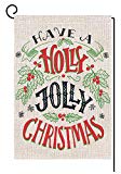 View BLKWHT Holly Jolly Christmas Quotes Garden Flag Vertical Double Sided 12.5 x 18 Inch Winter Yard Decor - 