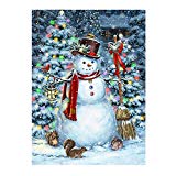 View Winter Snowman Christmas Tree Garden Flag Snow Snowflakes Double Sided Flags House 28" x 40" - 