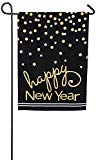 View Evergreen Happy New Year Confetti Burlap Garden Flag, 12.5 x 18 inches - 