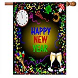 View Winter Happy New Year Garden Yard Flag House Banner 28 x 40 inch - 