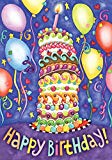 View Toland Home Garden Happy Birthday 28 x 40 Inch Decorative Colorful Cake Party Balloon House Flag - 