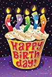 View Toland Home Garden Happy Birthday Cupcake 12.5 x 18 Inch Decorative Candle Party Garden Flag - 