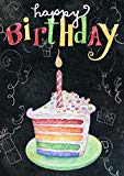 View Toland Home Garden 1112277 Rainbow Cake Birthday 12.5 x 18 Inch Decorative, Happy Chalkboard Celebration, Double Sided Garden Flag - 