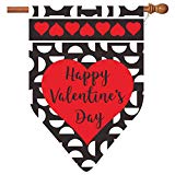View W&X Valentine's Day Flag,Valentine's Heart Garden Flag with Two Grommets 28x40 Inch Double Sided Printing 2 Layer Burlap Valentine Flags for Your Valentine's Day Decoration - 