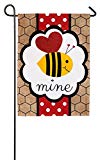 View Evergreen Flag Bee Mine Valentine's Burlap Garden Flag, 12.5 x 18 inches - 