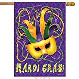 View Briarwood Lane Mardi Gras House Flag Mask Beads Holiday 28" x 40" - 