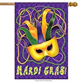 View Briarwood Lane Mardi Gras House Flag Mask Beads Holiday 28" x 40" - 