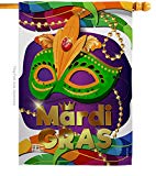 View Breeze Decor H118011-P3 Mardi Gras Mask Spring Impressions Decorative Vertical 28" x 40" House Flag - 