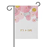 View ZZAEO New Born Baby Shower It is Girl Pink Glittering Small Garden Flag Vertical Polyester Double-Sided Printed Home Outdoor Yard Holiday Decor-12 x 18 inch - 