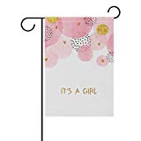 View ZZAEO New Born Baby Shower It is Girl Pink Glittering Small Garden Flag Vertical Polyester Double-Sided Printed Home Outdoor Yard Holiday Decor-12 x 18 inch - 