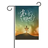 View alaza Double Sided Easter Cross on Sunrise Scene in Mountain Polyester Garden Flag Banner 12 x 18 Inch for Outdoor Home Garden Flower Pot Decor - 