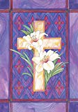 View Toland Home Garden Lily and Cross 12.5 x 18 Inch Decorative Stained Glass Easter Flower Garden Flag - 
