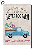View BLKWHT Easter Egg Farm Truck Garden Flag Vertical Double Sided 12.5 x 18 Inch Farmhouse Spring Yard Decor - 