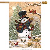 View Briarwood Lane Winter Friends Primitive House Flag Snowman Cardinals 28" x 40" - 