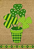 View Briarwood Lane Potted Shamrock Burlap St. Patrick's Day House Flag 28" x 40" - 